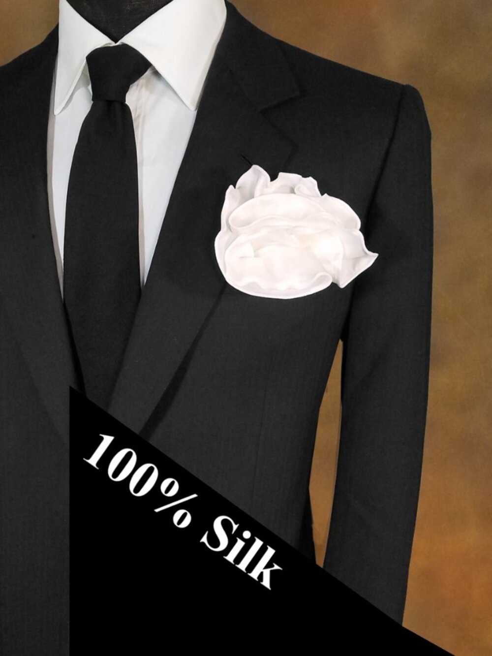 NEW - 100% Silk Off-White Pouf Round Pocket Square
